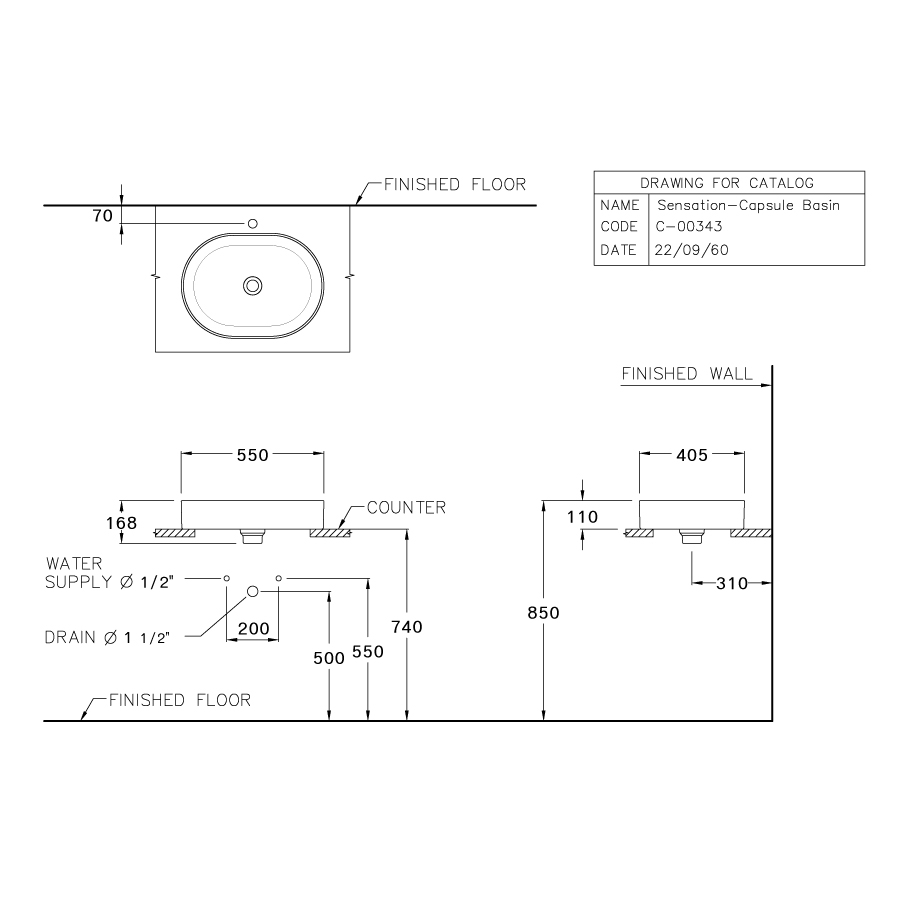 Chậu rửa lavabo đặt bàn COTTO C003437 Sensation C003437 - 2