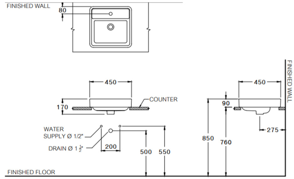 Chậu rửa lavabo đặt bàn COTTO C00381MBK/MLG/MWH Geo - 6