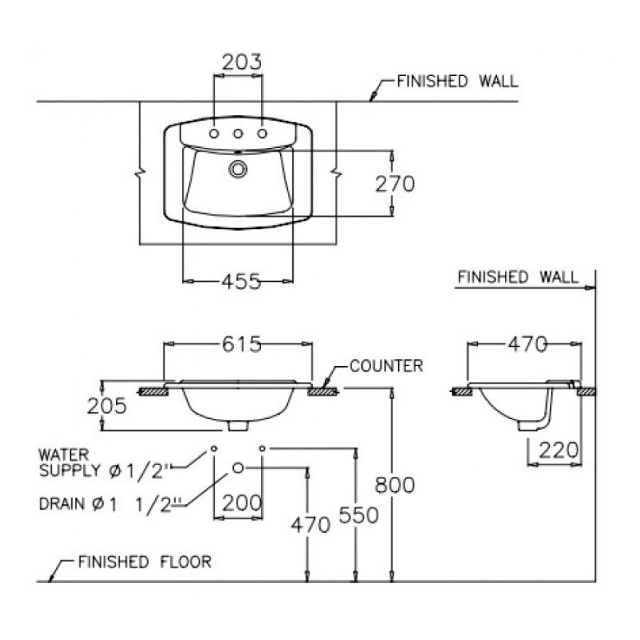 Chậu lavabo dương vành COTTO C0110 Victor C0110 - 2