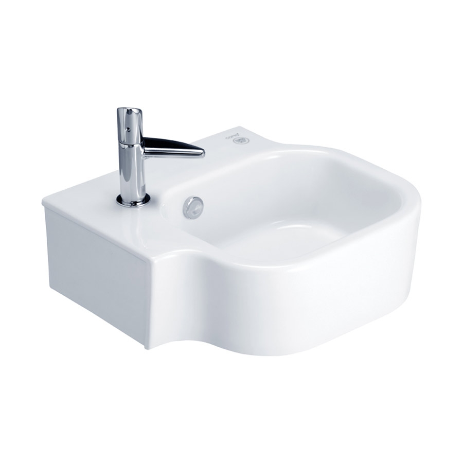 Chậu lavabo treo tường đặt góc COTTO C04017 Space-Corner C04017