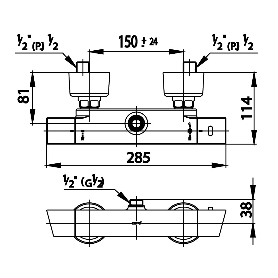 Củ sen tắm COTTO CT2085 nhiệt độ gắn tường Square CT2085 - 2