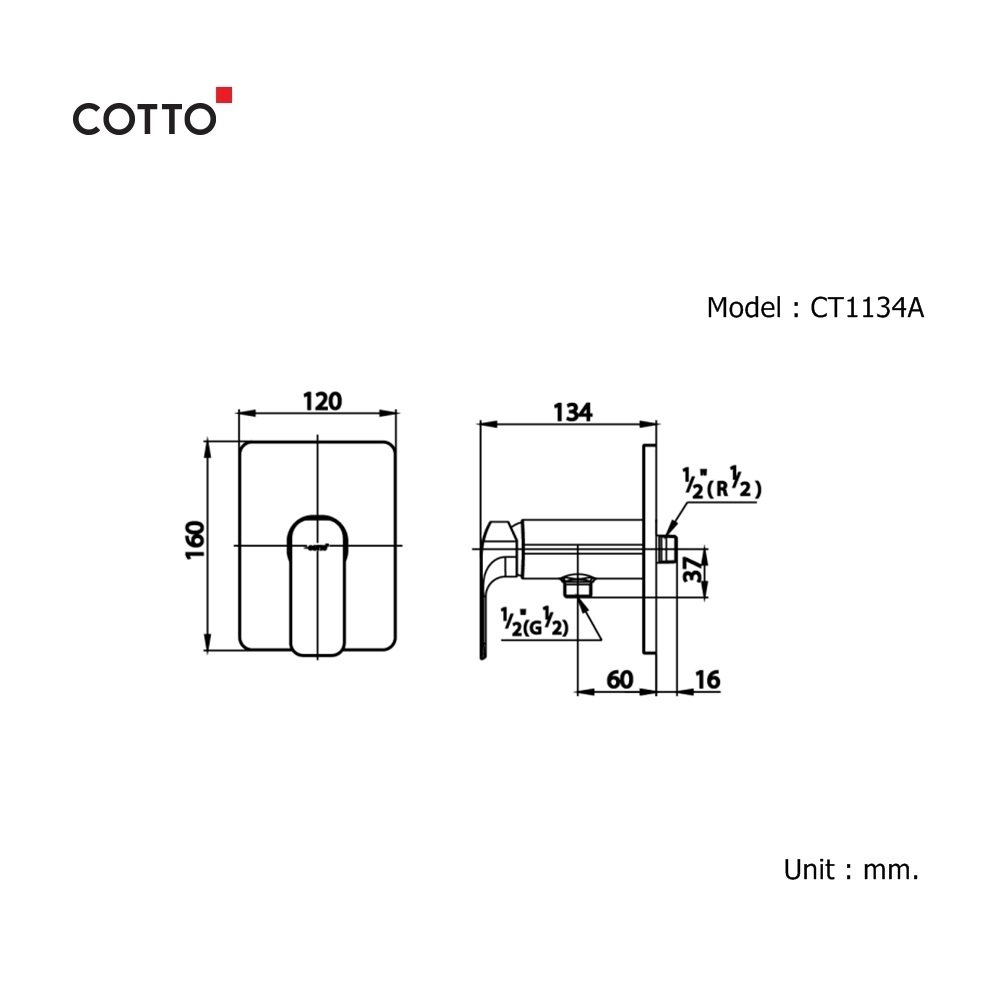 Van điều chỉnh sen tắm gắn tường COTTO CT1134A CT1134A - 2