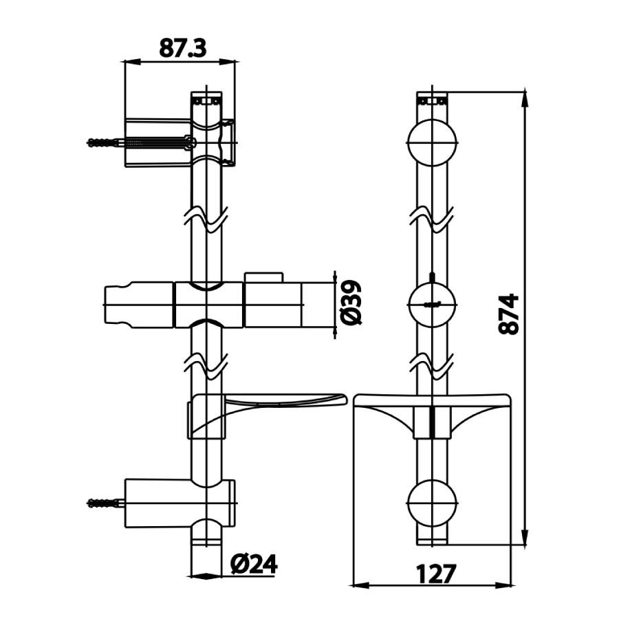 Thanh trượt sen tắm COTTO CT708 Slide Bar CT708 - 2