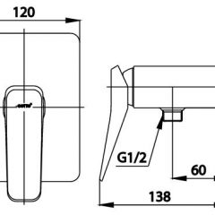Củ sen tắm COTTO gắn tường lạnh CT1243A CT1243A - 2