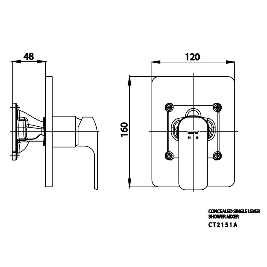 Van điều chỉnh âm tường COTTO CT2151A nóng lạnh 1 đường nước Scirocco Sense CT2151A - 2