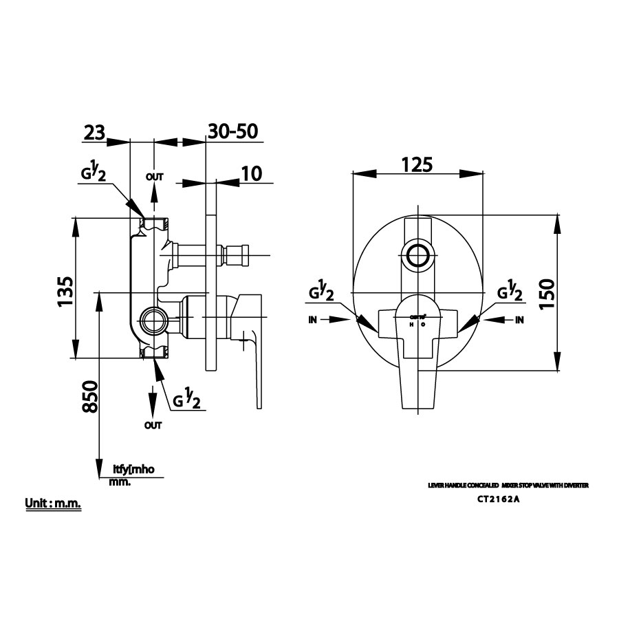Van điều chỉnh âm tường COTTO CT2162A nóng lạnh kèm van dừng 2 đường nước Luke CT2162A - 2