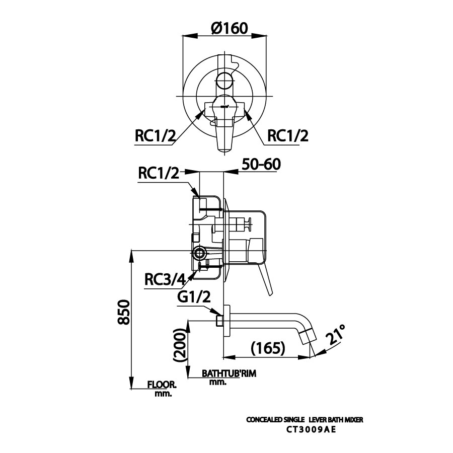 Van điều chỉnh âm tường COTTO CT3009AE nóng lạnh kèm van dừng 2 đường nước Next III CT3009AE - 2