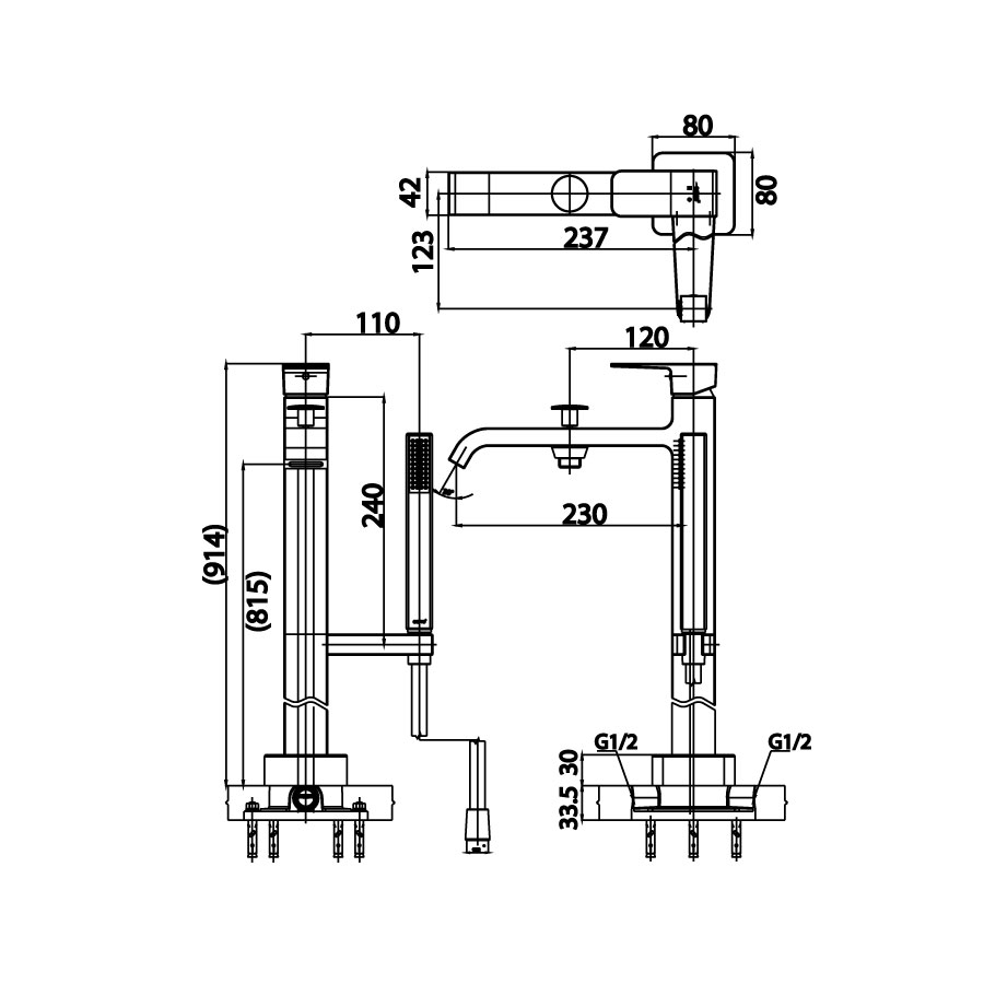 Bộ vòi xả bồn tắm COTTO CT329AXZ44 nóng lạnh gắn sàn Sonata - 2