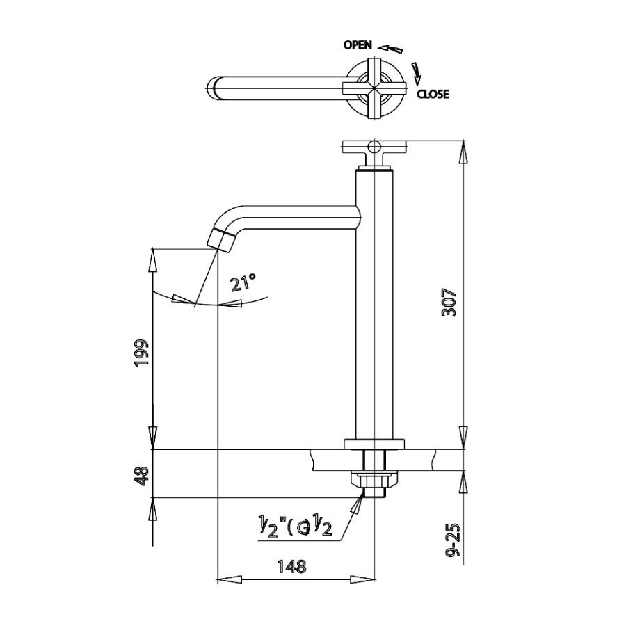 Vòi chậu lavabo COTTO CT103C16 lạnh thân cao Cross CT103C16 - 2