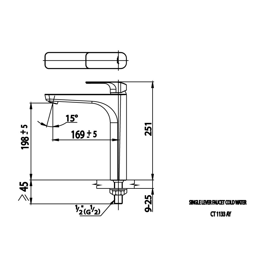 Vòi chậu lavabo COTTO CT1133AY lạnh thân cao Scirocco CT1133AY - 2