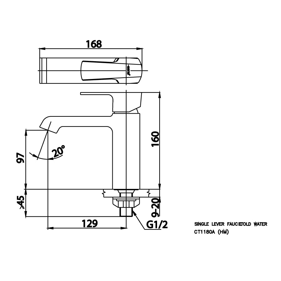 Vòi chậu lavabo COTTO CT1180A lạnh Cubic CT1180A - 2