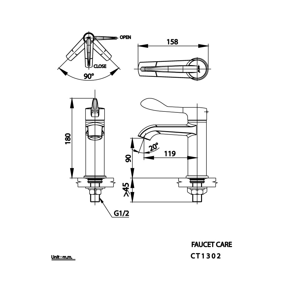 Vòi chậu lavabo COTTO CT1302 lạnh Linio CT1302 - 2