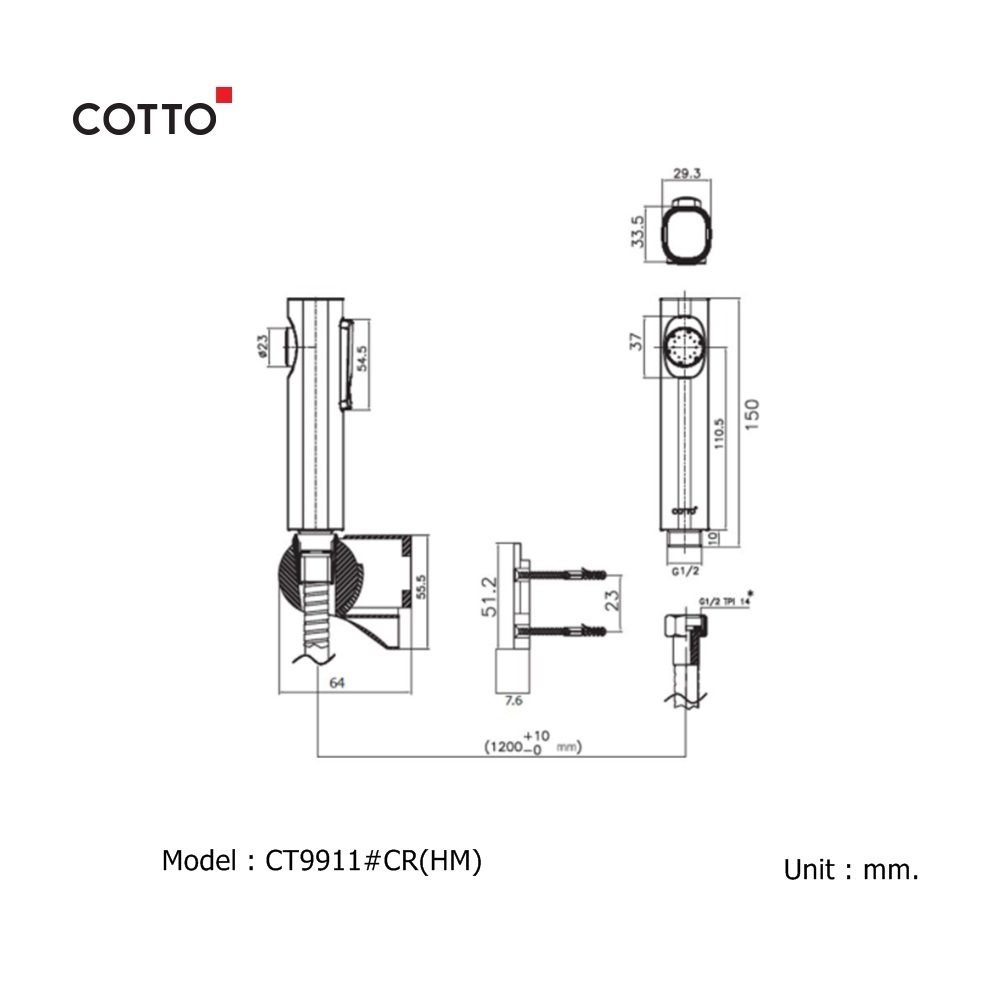 Vòi xịt vệ sinh COTTO CT9911#CR(HM) - 2