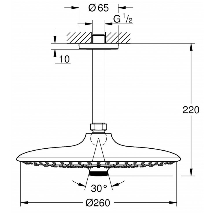 Bát sen gắn trần Euphoria 260 Grohe 26460000 26460000 - 2