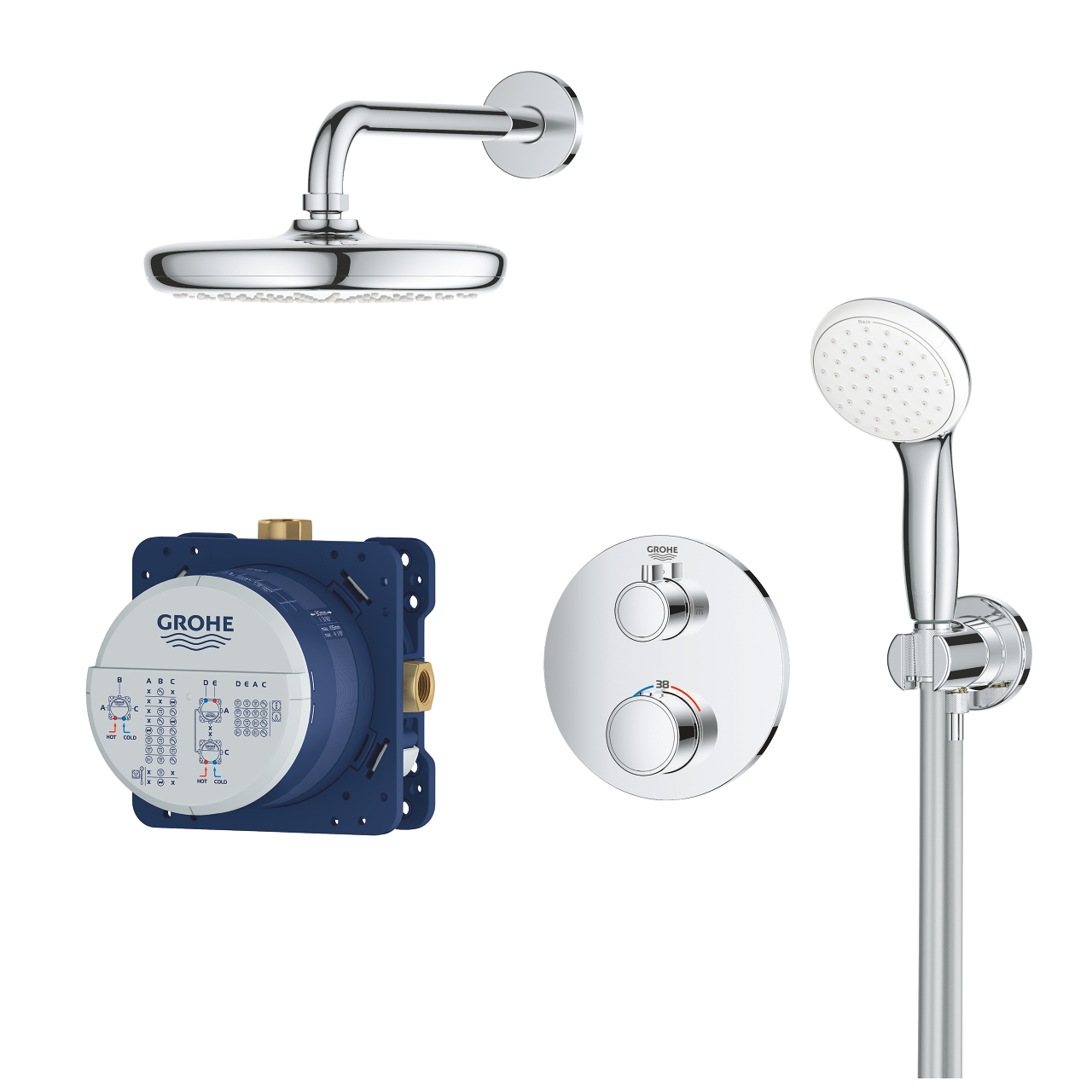 Bộ sen âm tường ổn nhiệt tròn Tempesta 210 GROHE 34727000 34727000 - 3