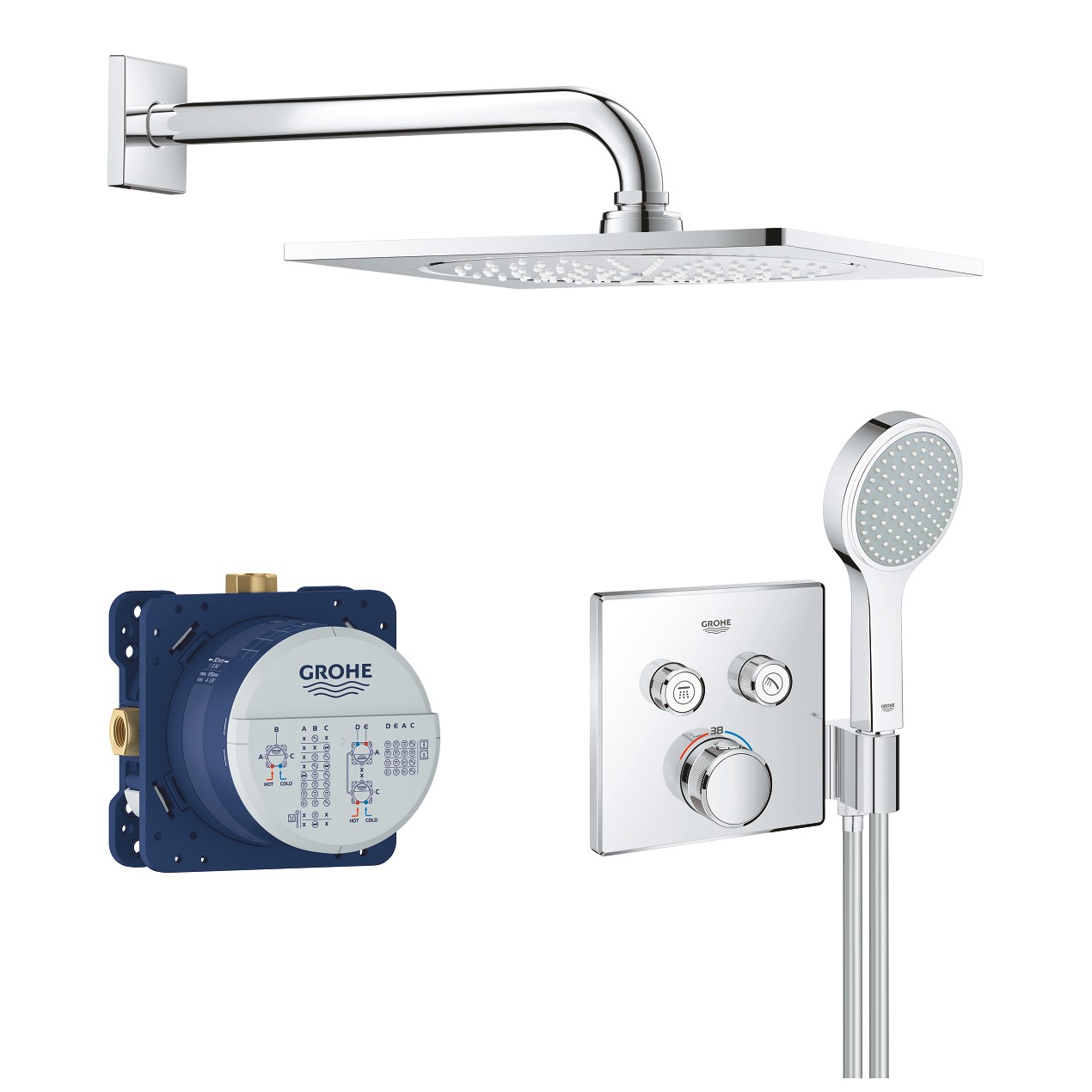 Bộ sen âm tường nhiệt độ 2 đường nước Grohtherm SmartControl GROHE 34742000 34742000