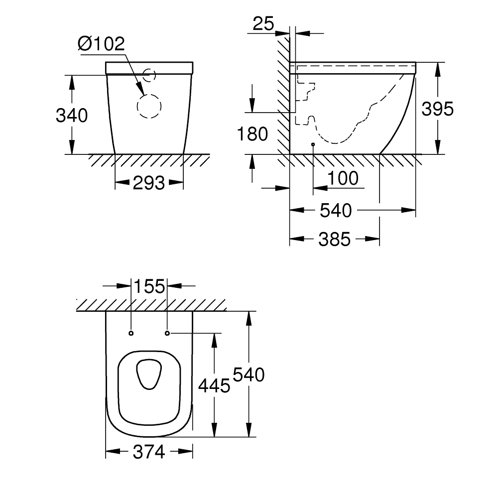 Thân bồn cầu đặt sàn Euro Ceramic GROHE 3933900H 3933900H - 2