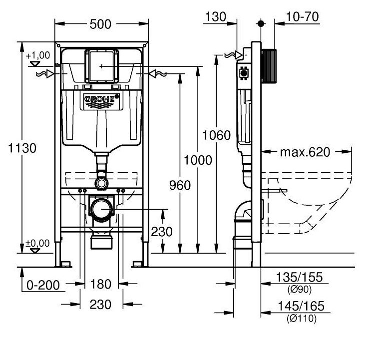 Két nước âm tường GROHE 38528001 38528001 - 2