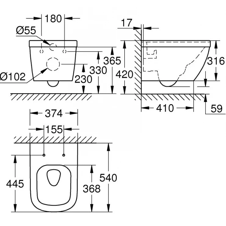 Thân bồn cầu treo tường Euro Ceramic GROHE 39328000 39328000 - 2