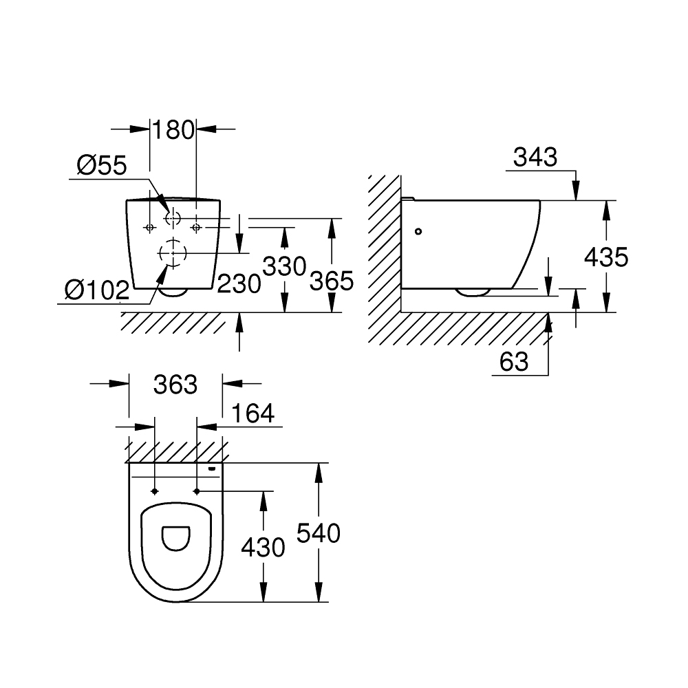 Thân bồn cầu treo tường Bau Ceramic GROHE 39929000 39929000 - 2