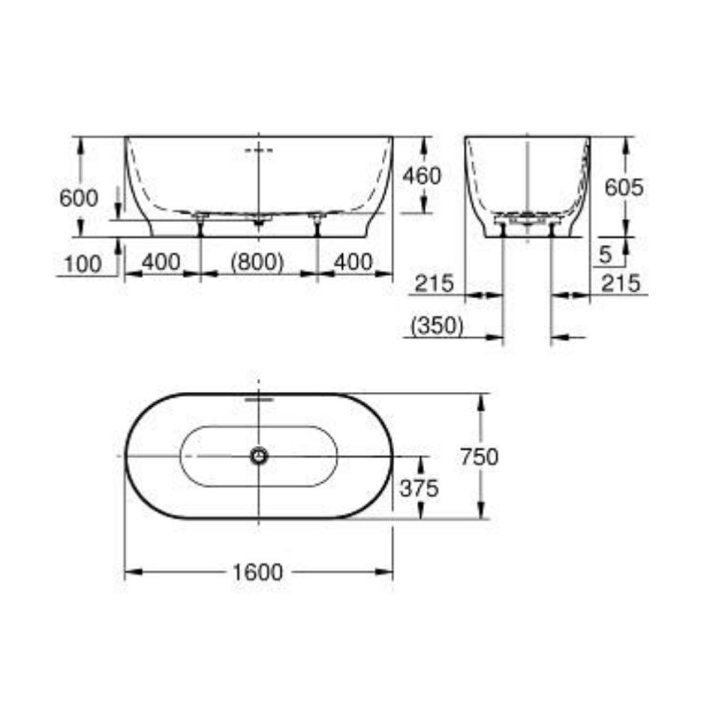 Bồn tắm đặt sàn 1m6 Essence GROHE 36514000 - 2