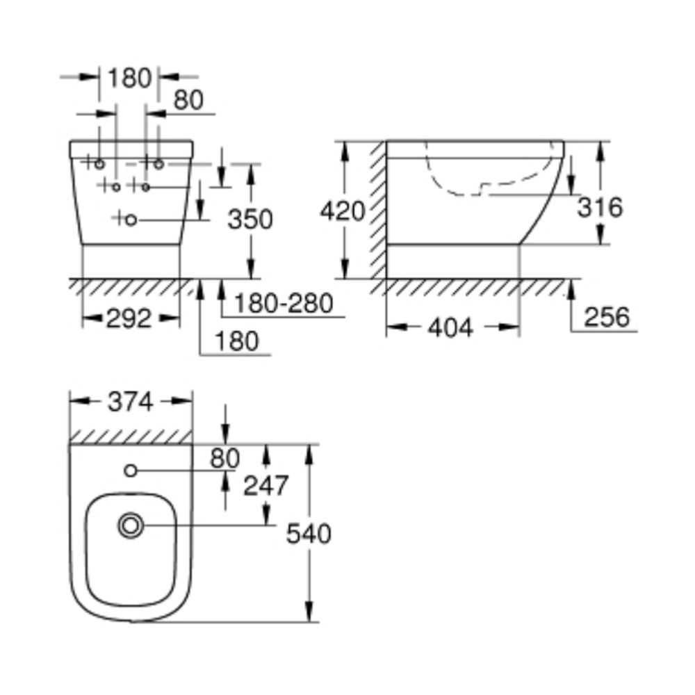 Bồn tiểu nữ treo tường Euro Ceramic GROHE 39208000 39208000 - 2