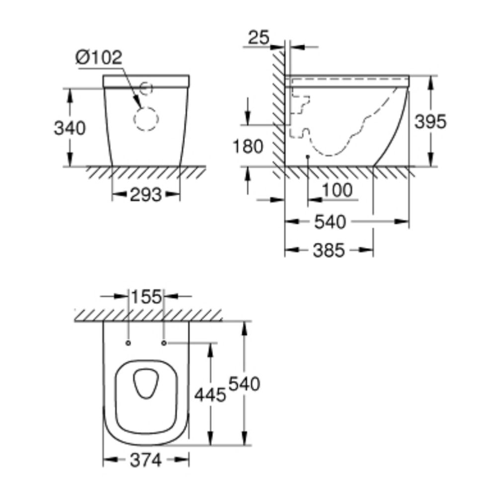 Thân bồn cầu đặt sàn Euro Ceramic GROHE 39339000 39339000 - 2