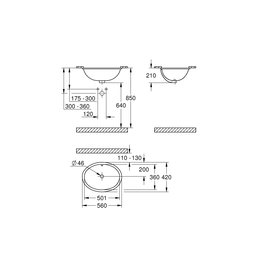 Chậu rửa mặt lavabo âm bàn Bau Ceramic GROHE 39423000 39423000 - 2