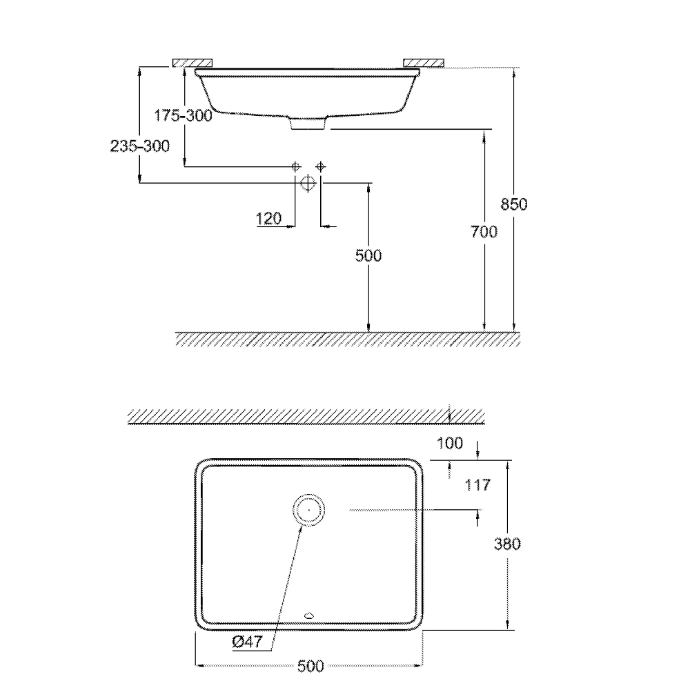 Chậu rửa mặt lavabo âm bàn Cube Ceramic GROHE 3948000H 3948000H - 2
