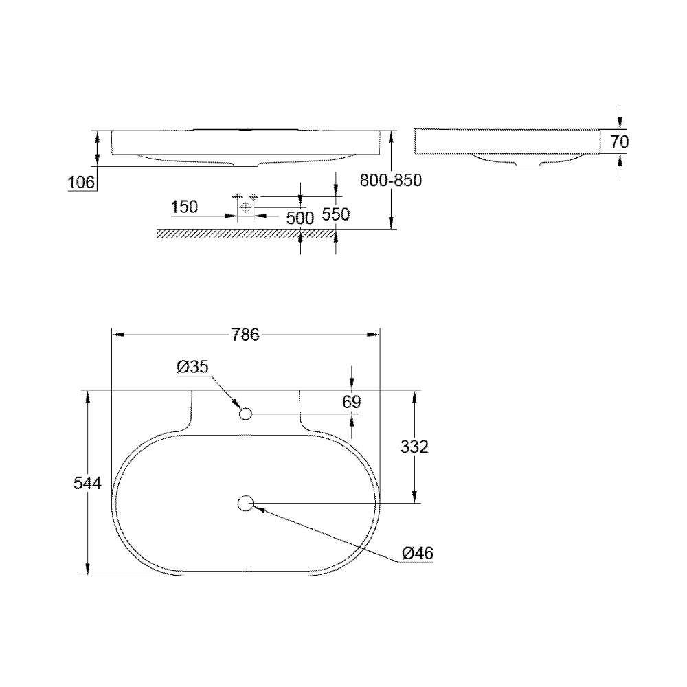 Chậu rửa lavabo đặt bàn Eurocosmo GROHE 39070001 39070001 - 2