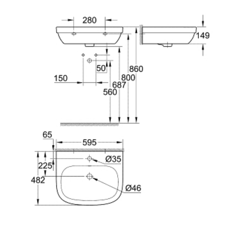 Chậu lavabo treo tường Euro Ceramic GROHE 3933500H 3933500H - 2
