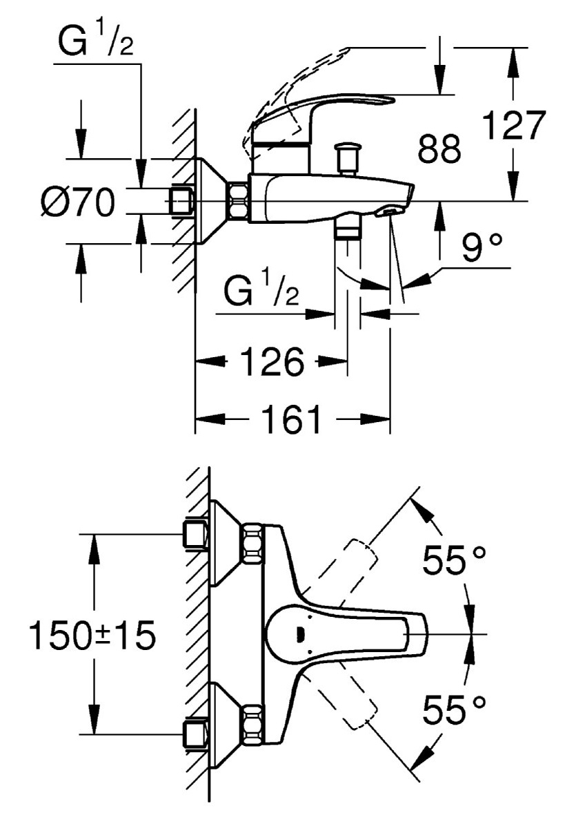 Củ sen tắm nóng lạnh Eurosmart Grohe 33300002 33300002 - 2