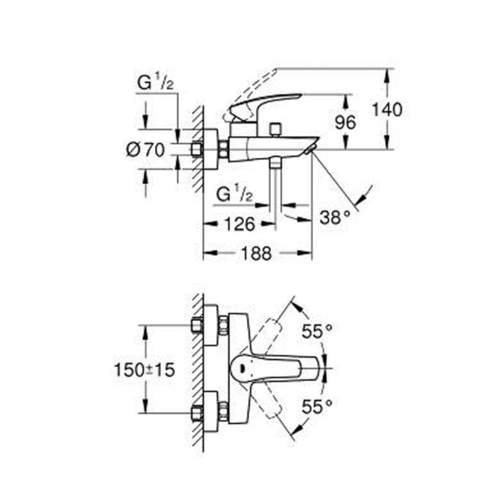 Củ sen tắm nóng lạnh EuroSmart GROHE 33300003 33300003 - 2