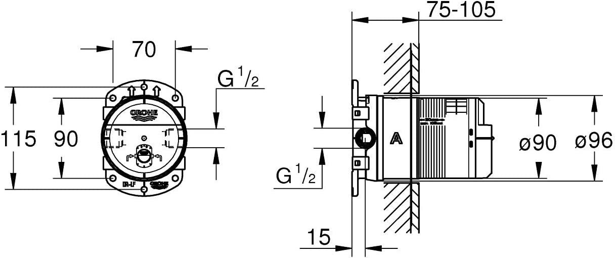 Bộ âm của bát sen trần Rainshower SmartActive GROHE 26483000 26483000 - 6
