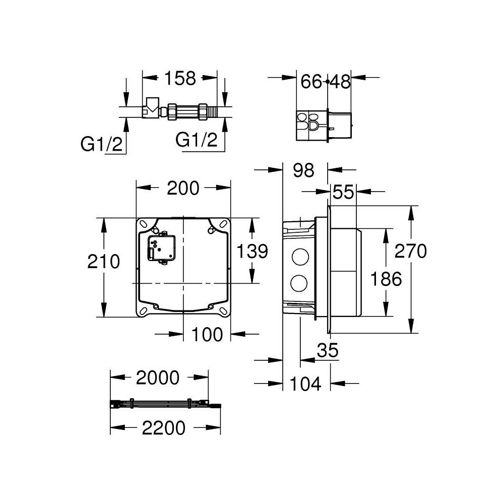 Bộ lắp đặt âm tường cho vòi điện tử hồng ngoại GROHE 36264001 - 2