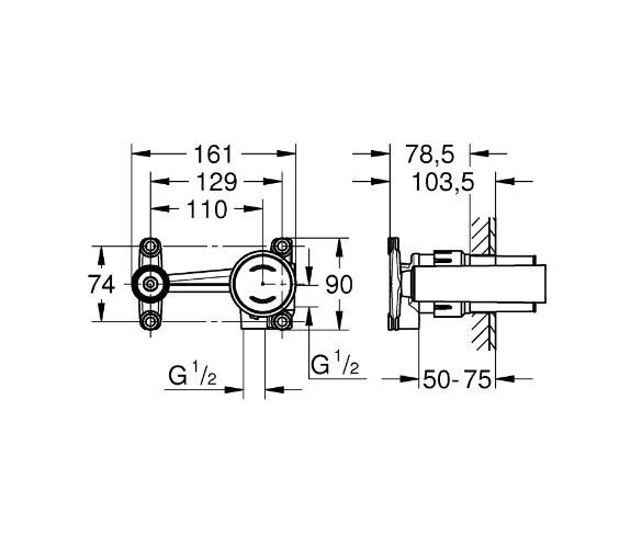 Bộ âm cho vòi gắn tường GROHE 23429000 - 2