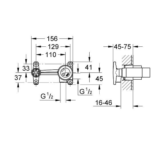 Bộ âm cho vòi gắn tường GROHE 33769000 - 2