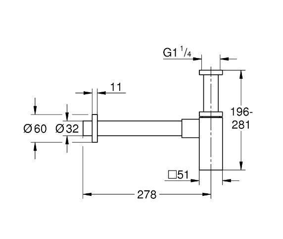 Ống thải bầu GROHE 40564000 - 2