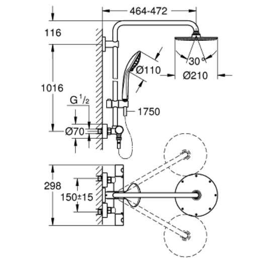 Bộ sen cây tắm ổn nhiệt Euphoria Grohe 27964000 27964000 - 2