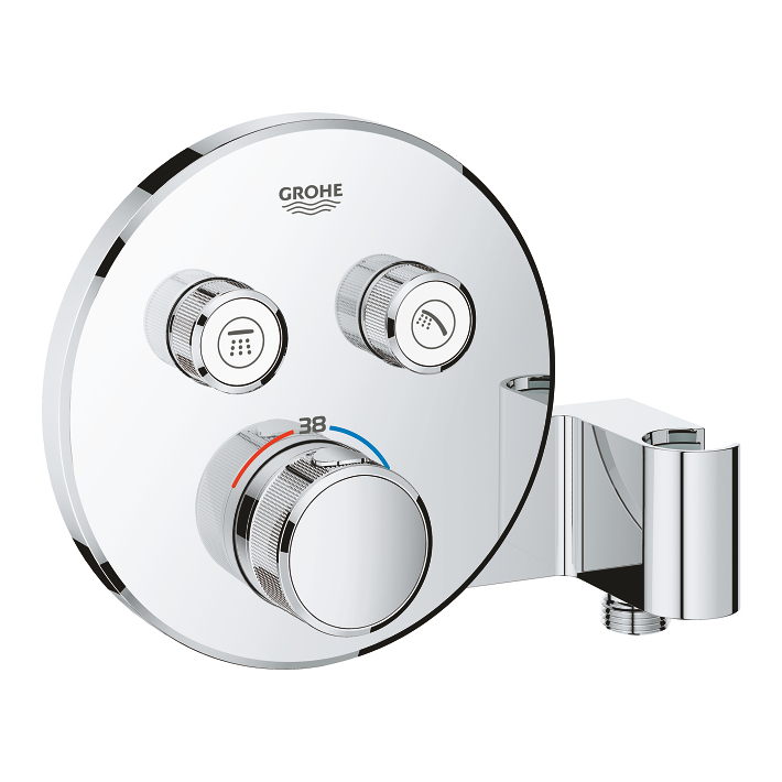Mặt điều khiển sen tắm ổn nhiệt Grohtherm SmartControl tròn 2 chế độ kèm gác sen GROHE 29120000 29120000