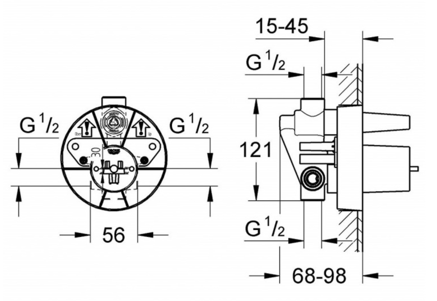 Bộ trộn sen âm tường GROHE 33963000 33963000 - 5