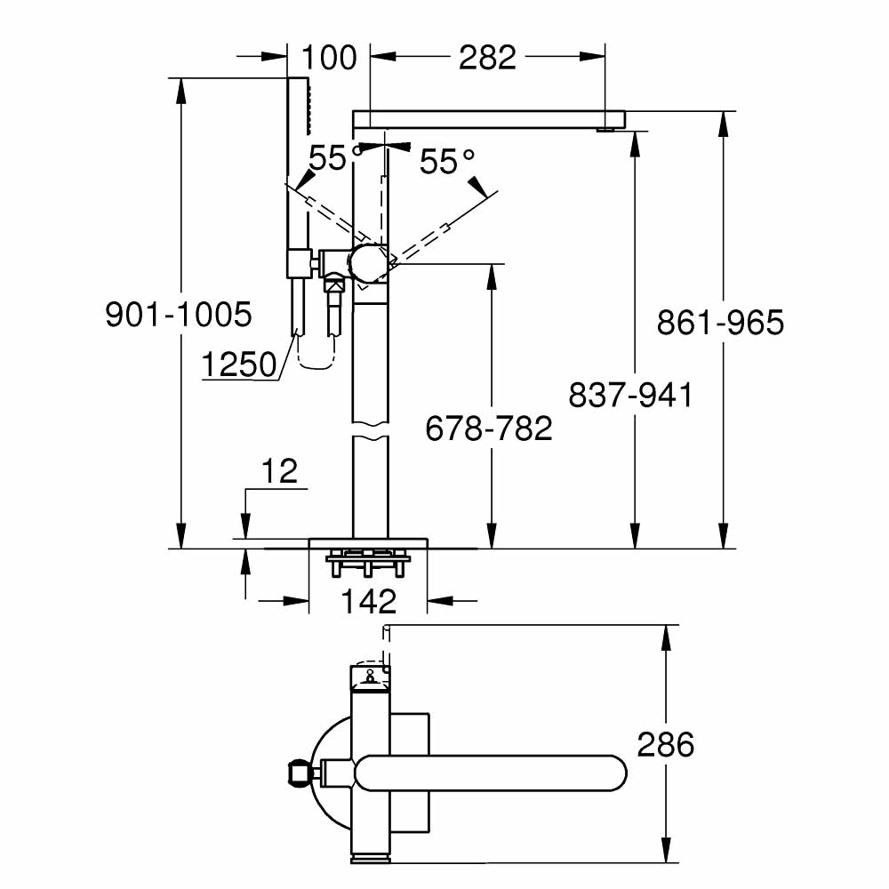 Vòi bồn tắm đặt sàn nóng lạnh Plus GROHE 23846003 - 2