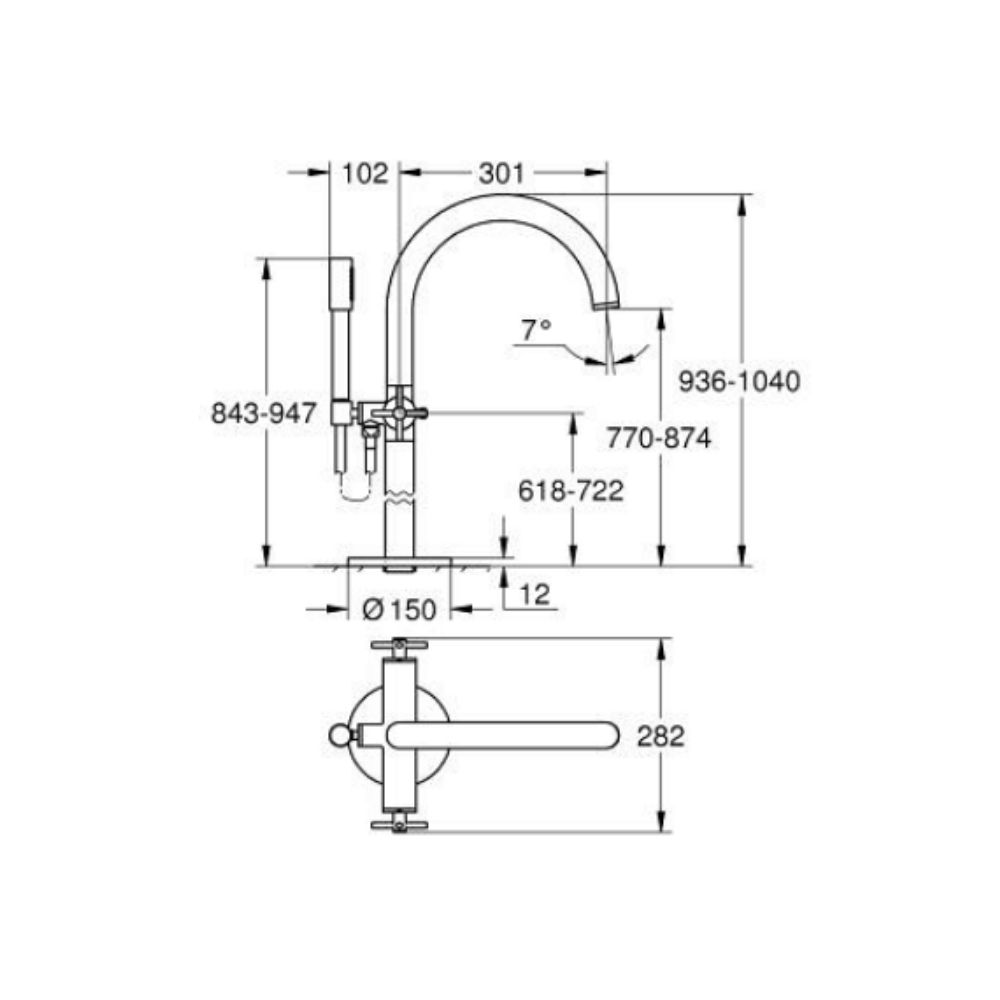 Vòi bồn tắm đặt sàn nóng lạnh Atrio GROHE 25272000 - 2