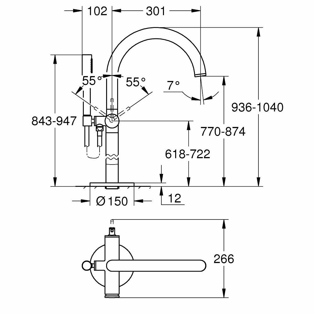 Vòi bồn tắm đặt sàn Atrio Grohe 32653003 - 2