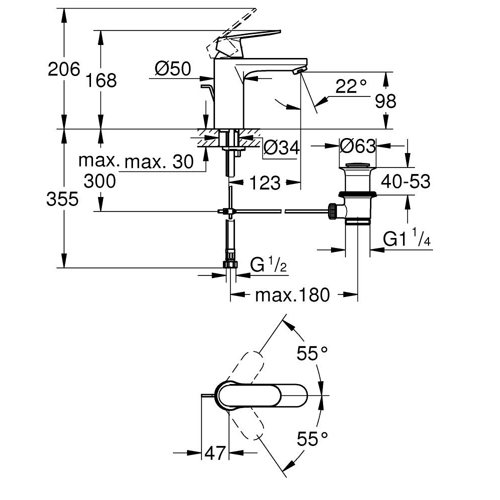 Vòi chậu nóng lạnh Eurosmart Cosmo M-size GROHE 23325000 23325000 - 2