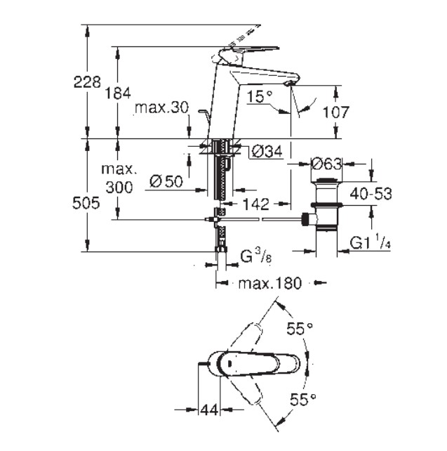 Vòi chậu nóng lạnh Eurodisc Cosmo M-Size Grohe 23448002 23448002 - 2