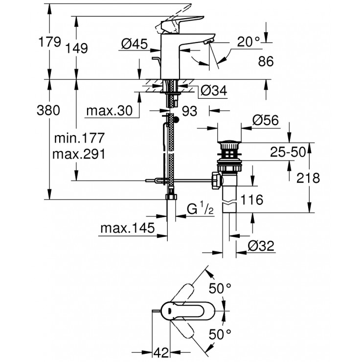 Vòi chậu nóng lạnh BauEdge S-size GROHE 32819000 32819000 - 2