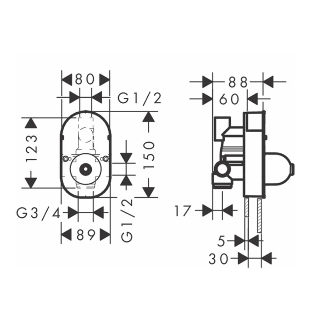 Phụ kiện âm tường Hansgrohe 31741180 Focus - 2