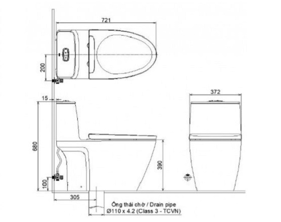 Bồn cầu 1 khối nắp rửa cơ INAX AC-902 + CW-S15VN AC-902+CW-S15VN/BW1 - 2