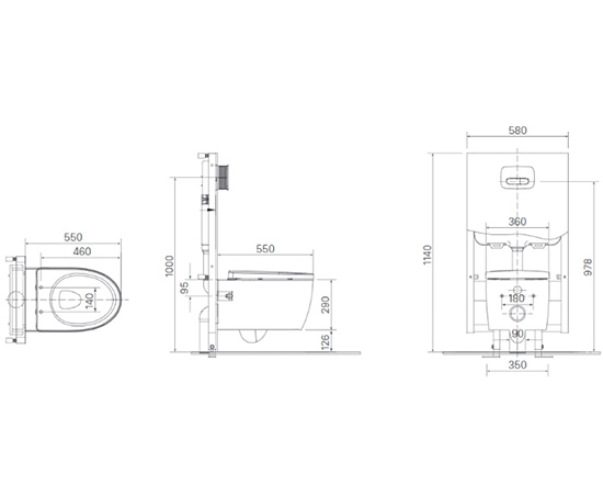 Bồn cầu treo tường nắp rửa cơ INAX AC-952 + CW-S32VN AC-952+CW-S32VN/BW1 - 2